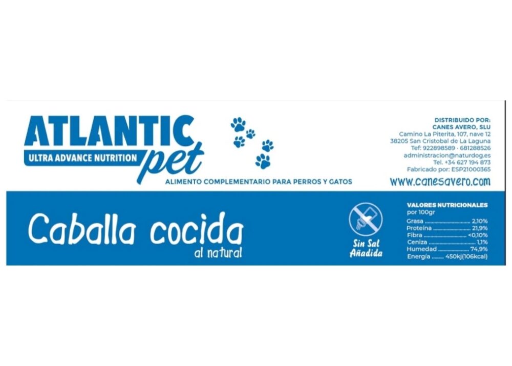 ATLANTICPET HÚMEDOS CABALLA DESMENUZADA AL NATURAL (3x80gr).