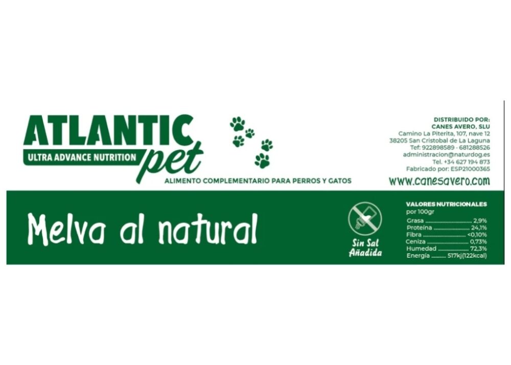 ATLANTICPET HÚMEDOS MELVA DESMENUZADA AL NATURAL (3x80gr).
