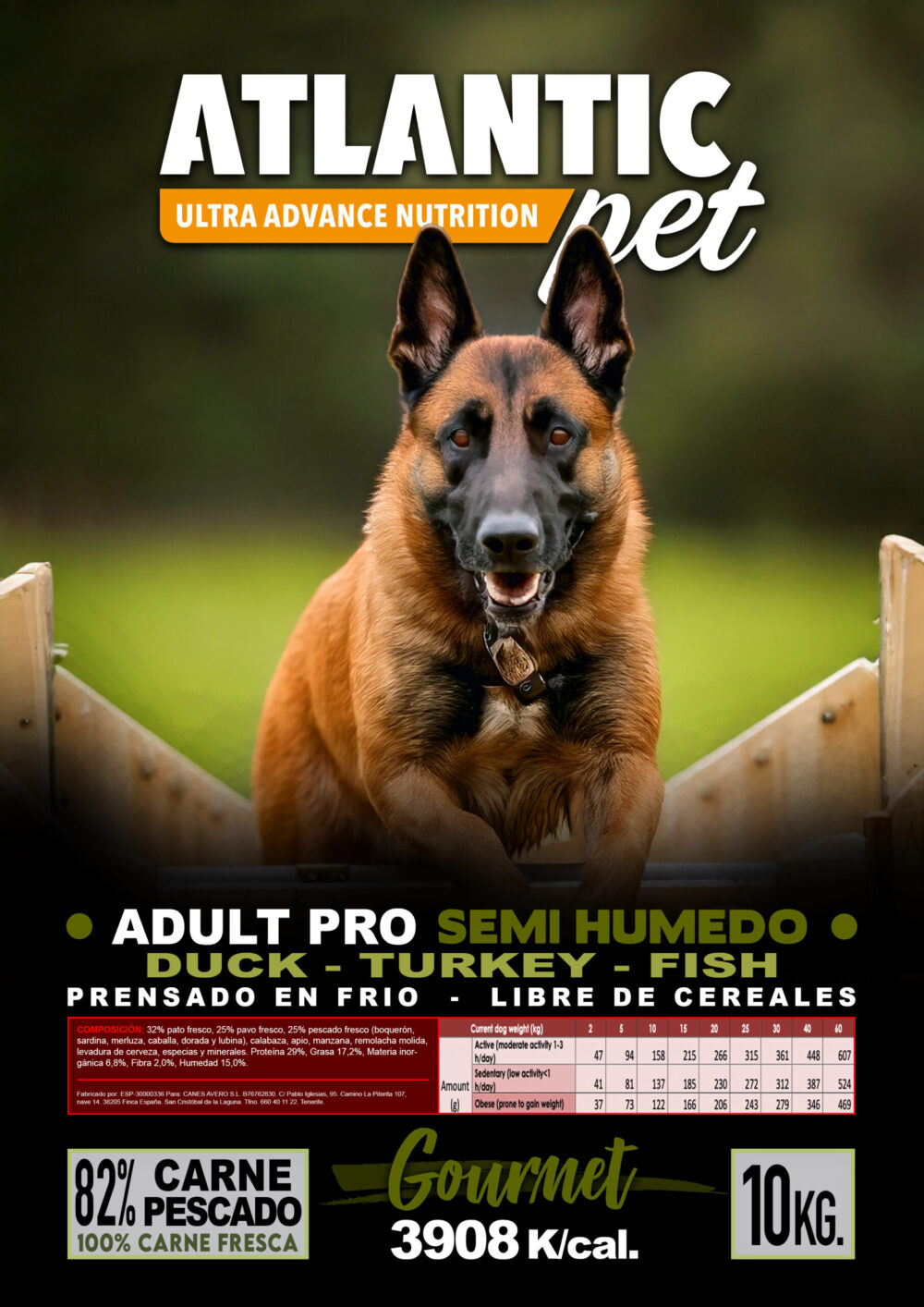ATLANTICPET ADULT PRO SEMIHUMEDO DUCK, TURKEY & FISH 10 KG